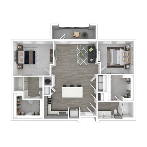 Floor plan for 2 beds, 2 baths, 1098 sqft